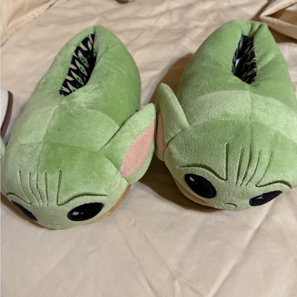 Green Plush Character Slippers
